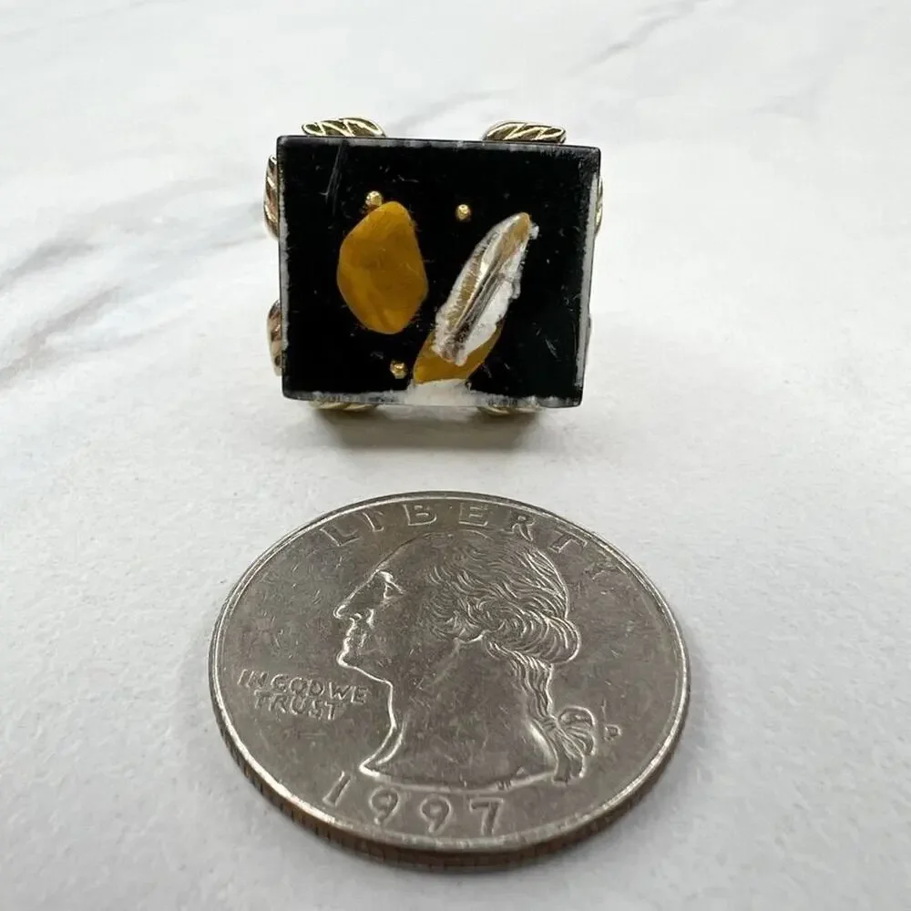 Gold Tone Abstract Encased Single Cufflink